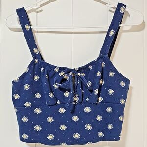 Moa Moa Womens Cropped Babydoll Cami Tank Top Y2K Size XL Dot Daisies Fairy